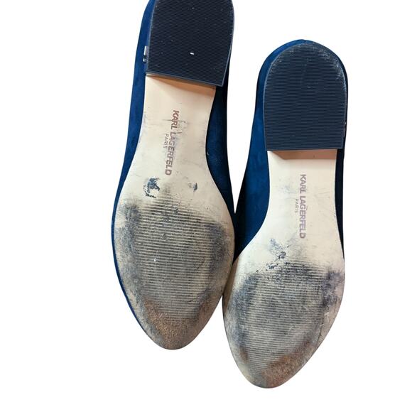 Karl Lagerfeld Paris Navy Blue Suede Tassel Loafers sz 9 - Picture 7 of 13